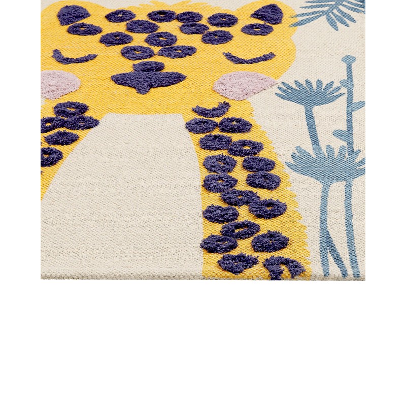 Dywan dziecięcy bawełniany motyw lamparta 80 x 150 cm wielokolorowy LUAS