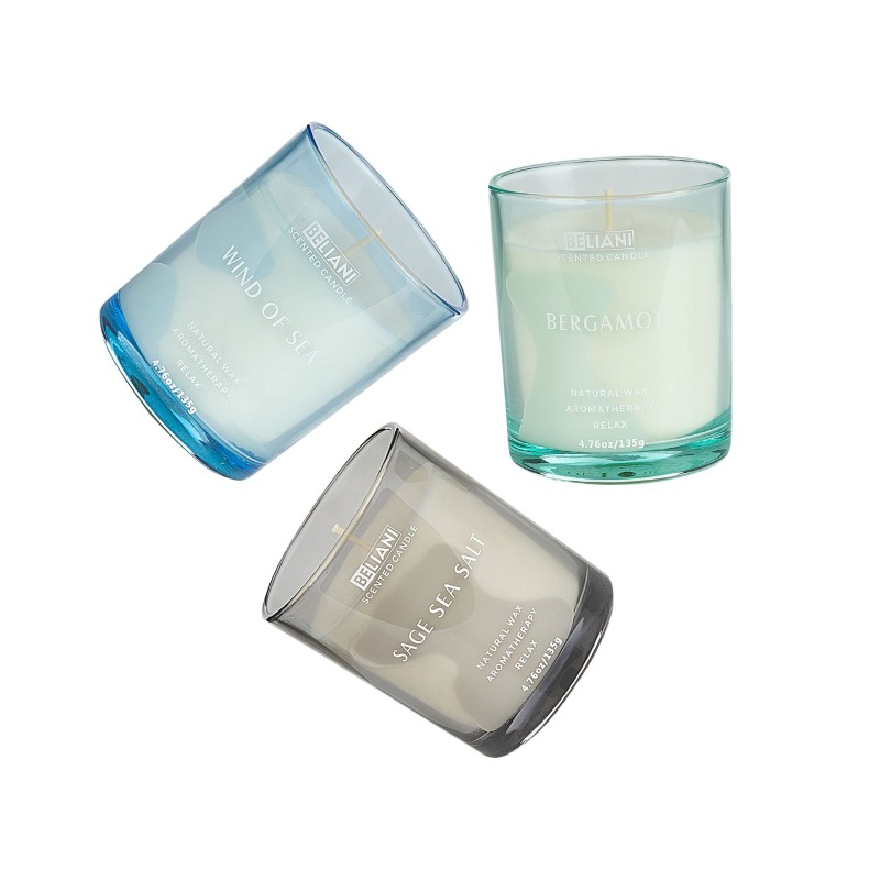 Zestaw 3 świeczek zapachowych SHEER JOY Wosk sojowy Świeże nuty