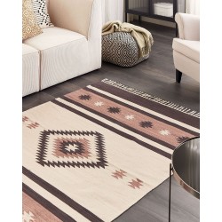 Dywan bawełniany kilim 140 x 200 cm beżowo-brązowy ARAGATS