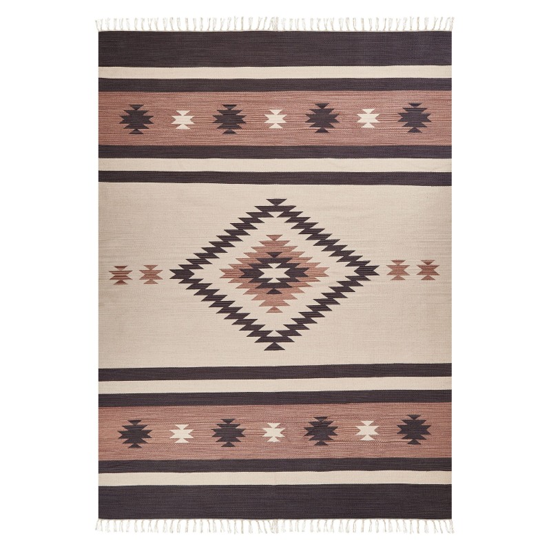 Dywan bawełniany kilim 140 x 200 cm beżowo-brązowy ARAGATS