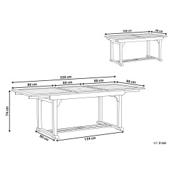 Stół ogrodowy rozkładany JAVA 160/220 cm 90 cm Drewno akacjowe Jasnobrązowy