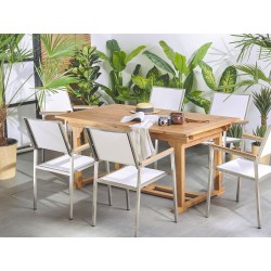 Stół ogrodowy rozkładany JAVA 160/220 cm 90 cm Drewno akacjowe Jasnobrązowy