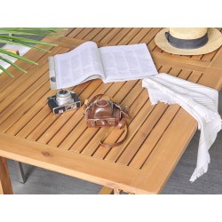 Stół ogrodowy rozkładany JAVA 160/220 cm 90 cm Drewno akacjowe Jasnobrązowy