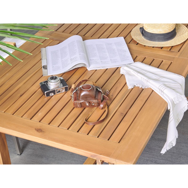 Stół ogrodowy rozkładany JAVA 160/220 cm 90 cm Drewno akacjowe Jasnobrązowy