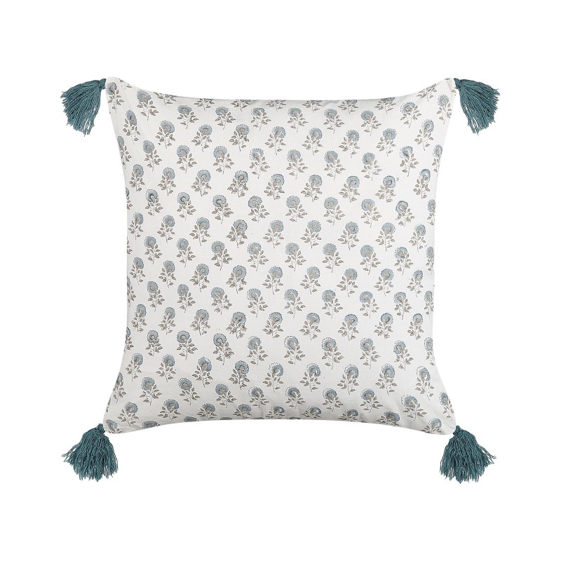 Poduszka dekoracyjna CORNUS Bawełna 45 x 45 cm Niebieski Wzór kwiatowy