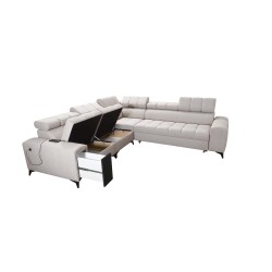 Ecksofa Venna III mit Schlaffunktion, USB-Port und öffnender Bar - Plüsch, Avra 6