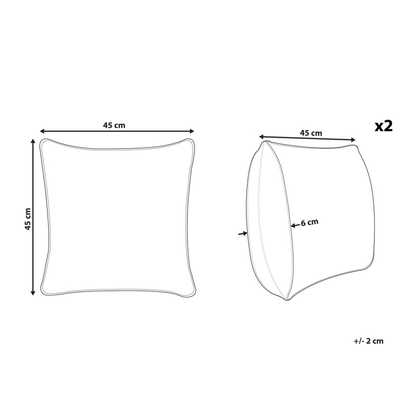 Zestaw 2 poduszek dekoracyjnych WISTERIA 45 x 45 cm Jasnoszary Jednolity