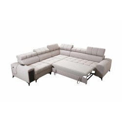 Venna III corner sofa with sleeping function, USB port, and opening bar - Plush, Avra 6