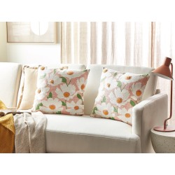 Zestaw 2 poduszek dekoracyjnych JATROPHA Bawełna 45 x 45 cm Różowy Wzór kwiatowy