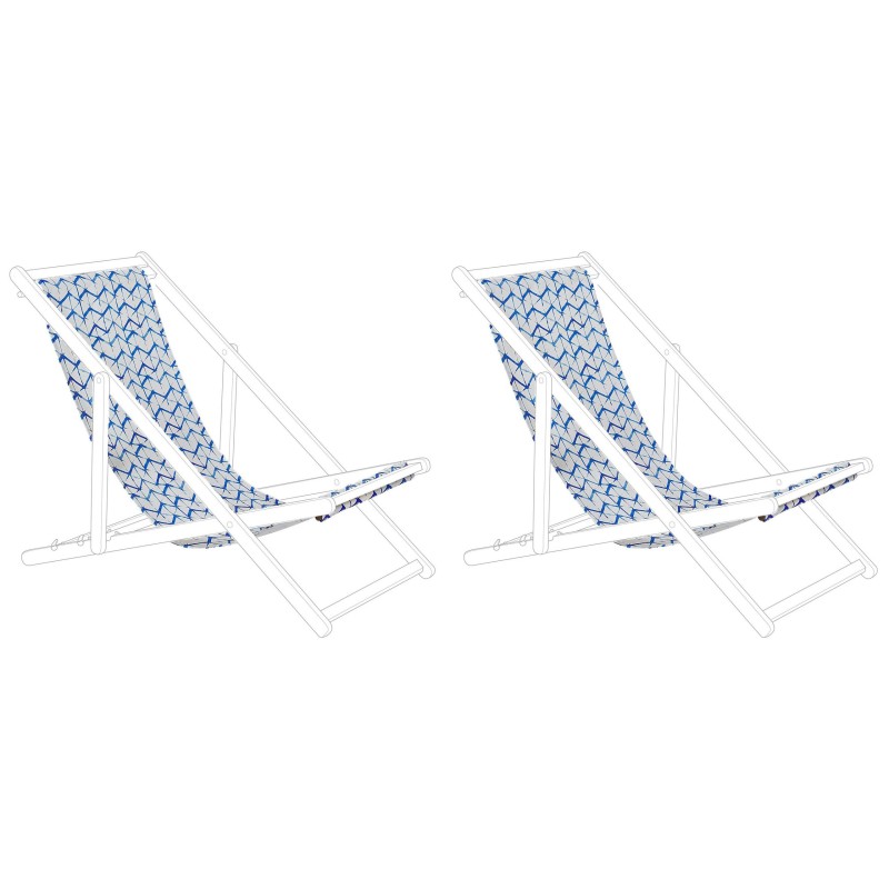 Zestaw 2 wymiennych tkanin do leżaków ogrodowych ANZIO/AVELLINO 44 x 134 cm Niebieski