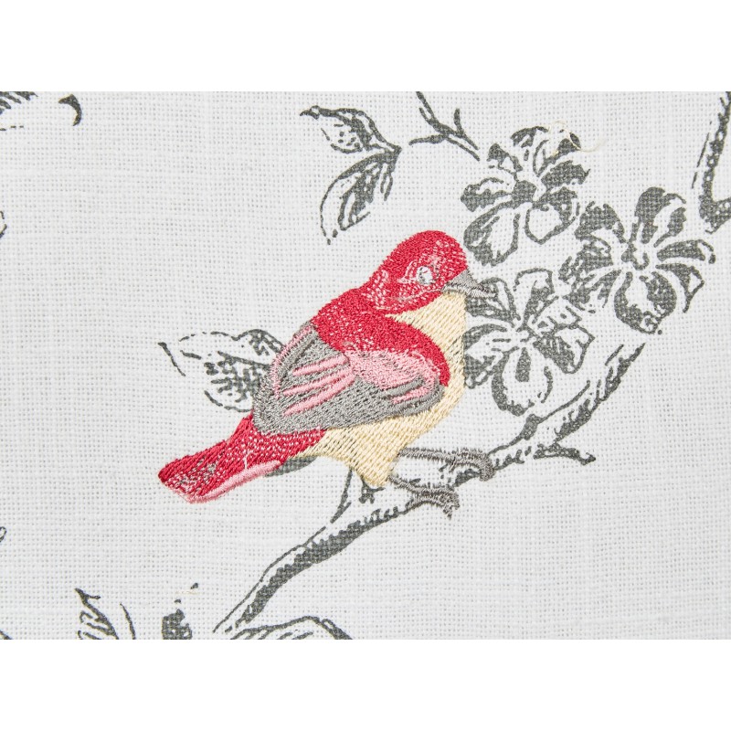 Bawełniana poduszka dekoracyjna z motywem ptaków 45 x 45 cm biała DILLENIA
