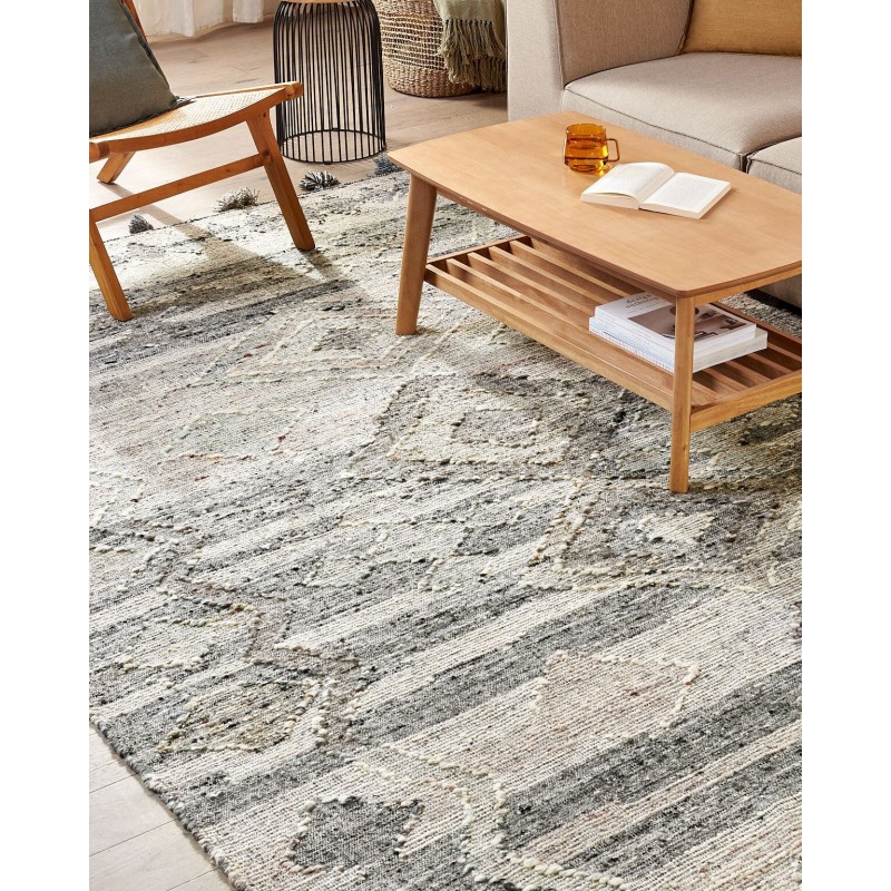 Dywan wełniany kilim 200 x 300 cm szary ARATASHEN