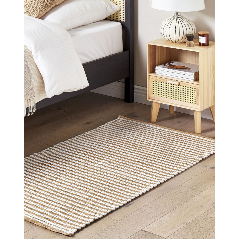 Dywan bawełniany 80 x 150 cm biały z brązowym SOFULU