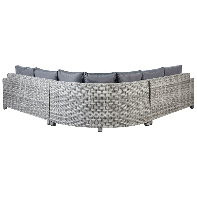 Zestaw ogrodowy ze stolikiem i otomaną dla 9 osób TEGLIO Modułowy Technorattan Szary