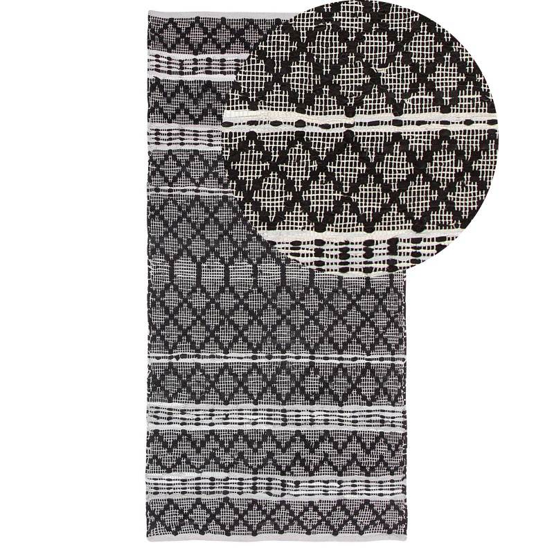 Dywan skórzany 80 x 150 cm czarny z beżowym FEHIMLI