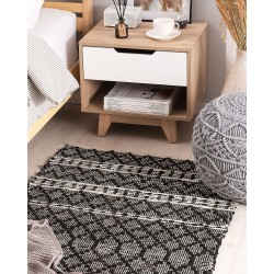 Dywan skórzany 80 x 150 cm czarny z beżowym FEHIMLI