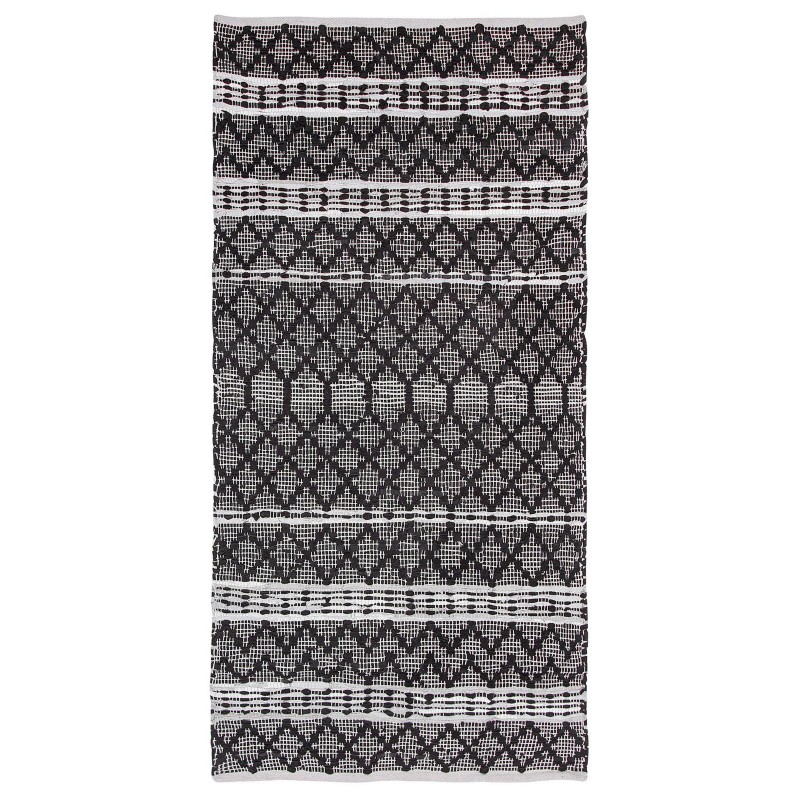 Dywan skórzany 80 x 150 cm czarny z beżowym FEHIMLI