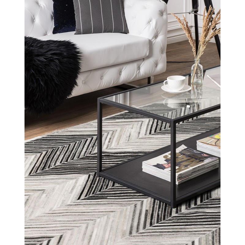 Dywan skórzany 140 x 200 cm szary AYTEPE