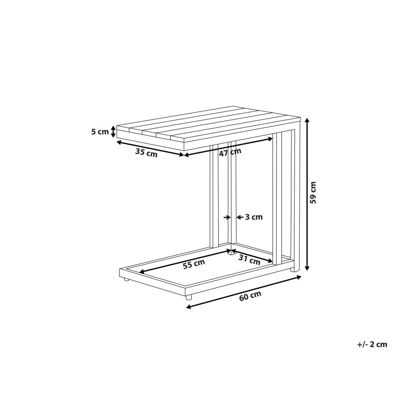 Stolik ogrodowy MESSINA 60 cm 35 cm Czarny