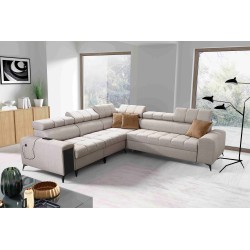 Venna III corner sofa with a sleeping function, USB port, and an opening bar - Plush, Avra 2