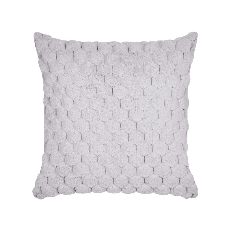 Zestaw 2 poduszek dekoracyjnych PURSLANE Sztuczne futro 43 x 43 cm Jasnoszary Wzór geometryczny