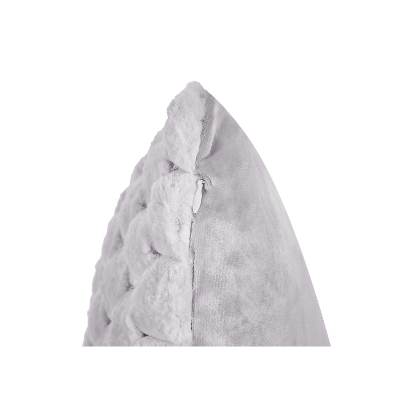 Zestaw 2 poduszek dekoracyjnych PURSLANE Sztuczne futro 43 x 43 cm Jasnoszary Wzór geometryczny