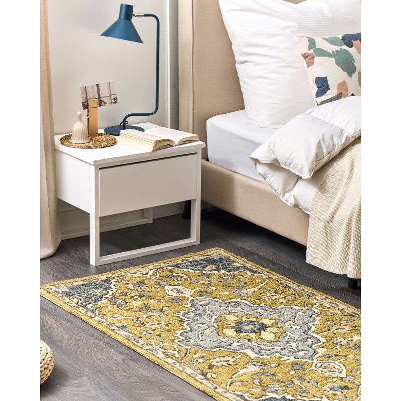 Dywan wełniany 80 x 150 cm żółto-niebieski MUCUR