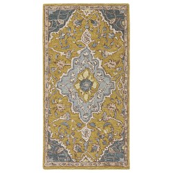 Dywan wełniany 80 x 150 cm żółto-niebieski MUCUR