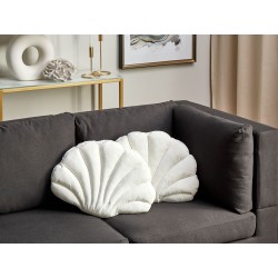 Zestaw 2 poduszek dekoracyjnych CONSOLIDA Welur 47 x 35 cm Złamana biel Jednolity