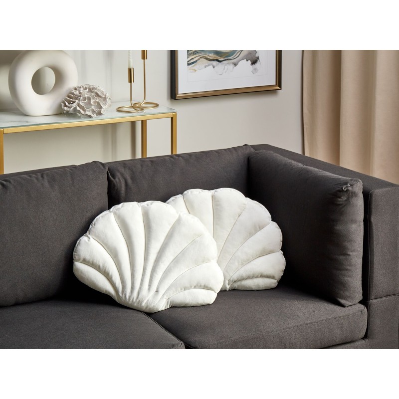 Zestaw 2 poduszek dekoracyjnych CONSOLIDA Welur 47 x 35 cm Złamana biel Jednolity