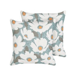 Zestaw 2 poduszek dekoracyjnych JATROPHA Bawełna 45 x 45 cm Błękitny Wzór kwiatowy