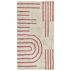 Dywan bawełniany 80 x 150 cm beżowo-czerwony TIRUPATI