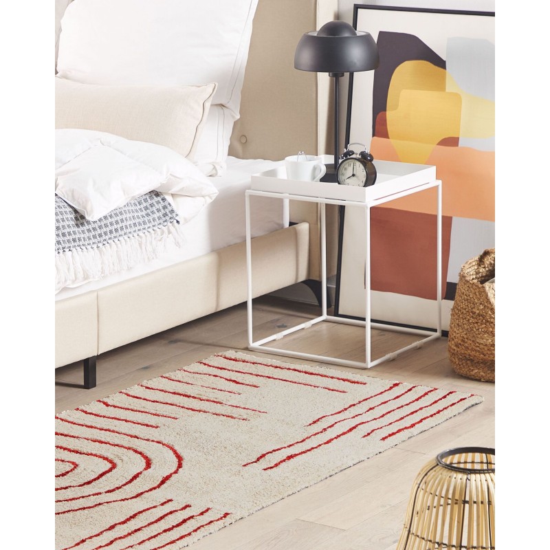 Dywan bawełniany 80 x 150 cm beżowo-czerwony TIRUPATI