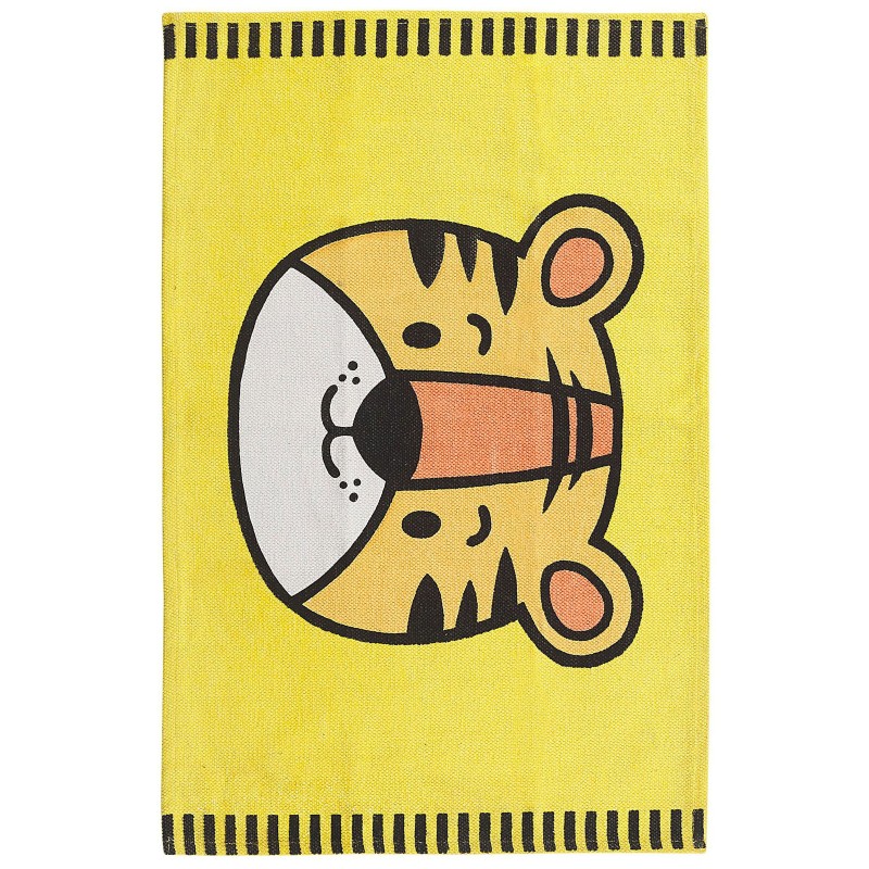 Dywan dziecięcy bawełniany motyw tygrysa 60 x 90 cm żółty RANCHI