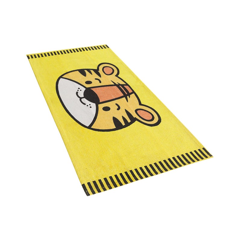 Dywan dziecięcy bawełniany motyw tygrysa 60 x 90 cm żółty RANCHI