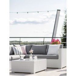 Zestaw ogrodowy ze stolikiem dla 8 osób XXL Prawostronny Modułowy Technorattan Biały