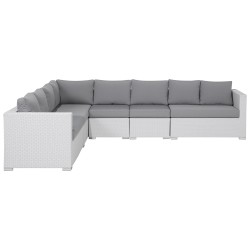 Zestaw ogrodowy ze stolikiem dla 8 osób XXL Prawostronny Modułowy Technorattan Biały