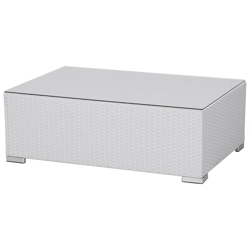 Zestaw ogrodowy ze stolikiem dla 8 osób XXL Prawostronny Modułowy Technorattan Biały