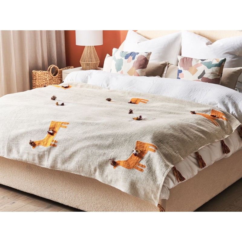 Koc KHANDWA Bawełna 130 x 180 cm Beżowy