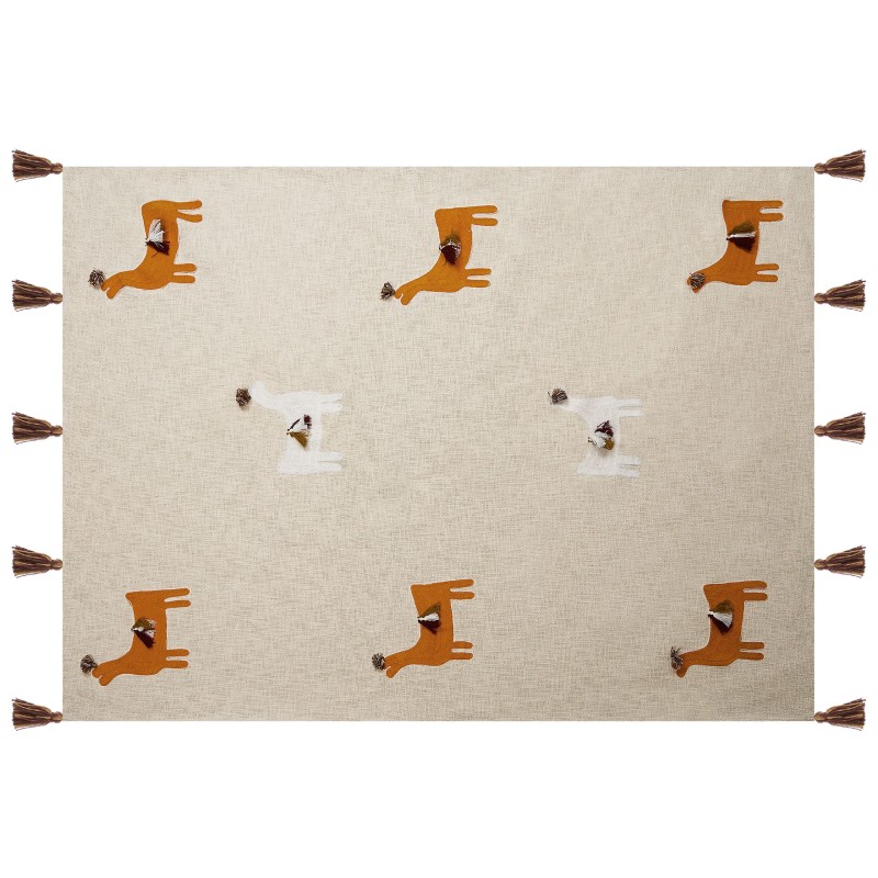 Koc KHANDWA Bawełna 130 x 180 cm Beżowy