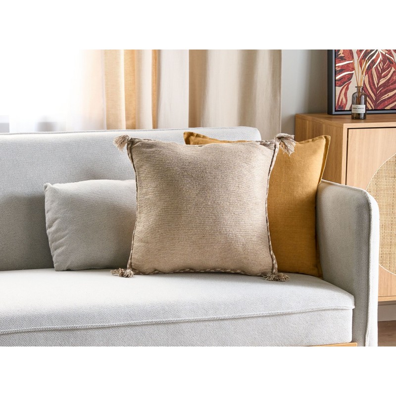 Poduszka dekoracyjna ERIGERON Juta 45 x 45 cm Beżowy Jednolity