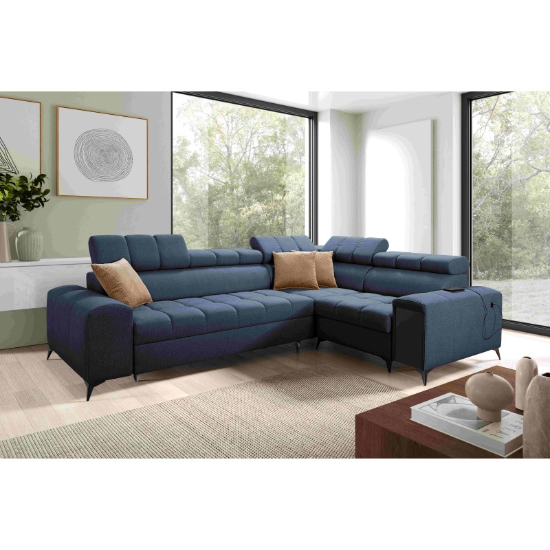 Venna II - Luxury Corner Sofa with Sleeping Function, USB Port and Bar | [Your Company]