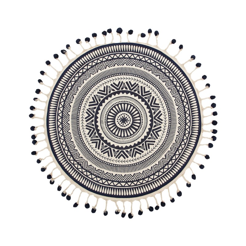 Dywan okrągły bawełniany ø 120 cm kremowo-granatowy TATVAN