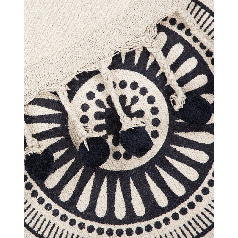 Dywan okrągły bawełniany ø 120 cm kremowo-granatowy TATVAN