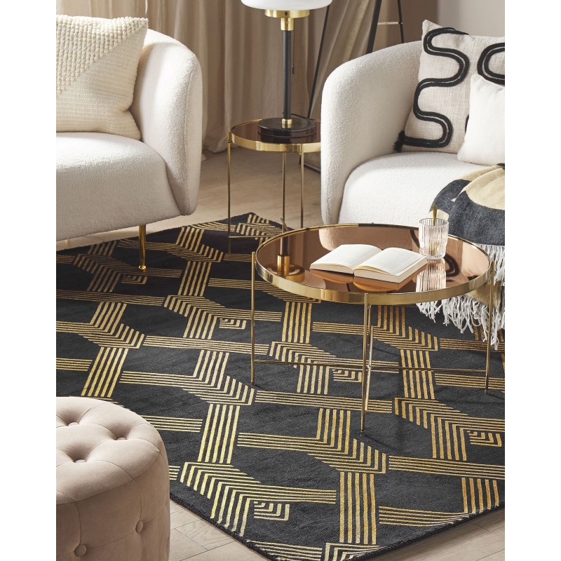 Dywan z wiskozy 160 x 230 cm czarny VEKSE