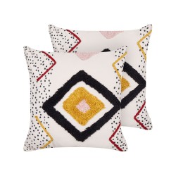 Zestaw 2 poduszek dekoracyjnych SOLANUM Bawełna 45 x 45 cm Kolorowy Wzór geometryczny