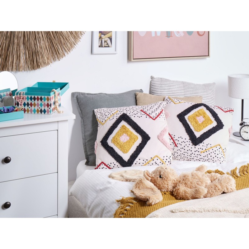 Zestaw 2 poduszek dekoracyjnych SOLANUM Bawełna 45 x 45 cm Kolorowy Wzór geometryczny