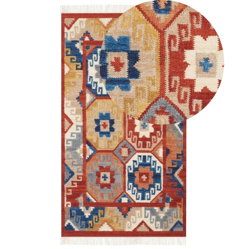 Dywan wełniany kilim 80 x 150 cm wielokolorowy LUSARAT