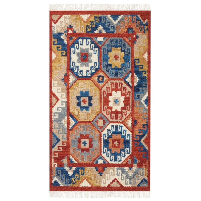 Dywan wełniany kilim 80 x 150 cm wielokolorowy LUSARAT