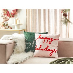 Poduszka dekoracyjna EXACUM Welur 45 x 45 cm Biały Wzór świąteczny